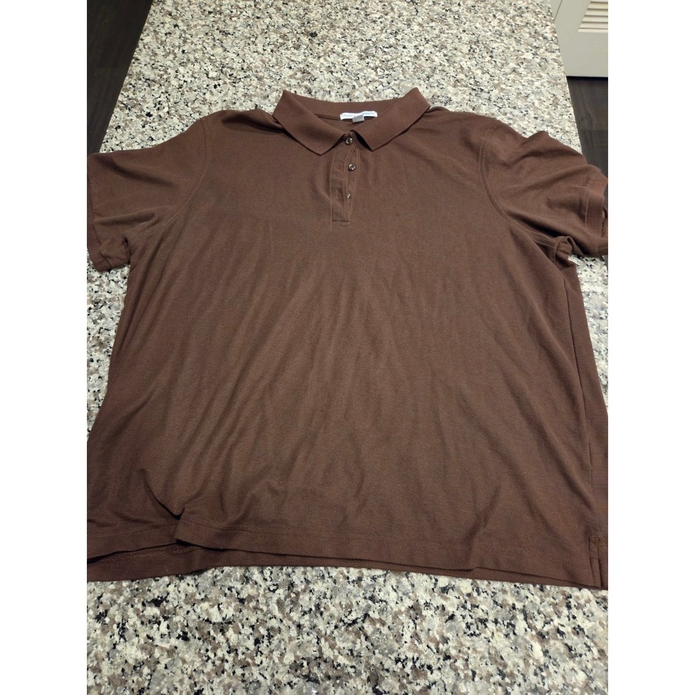 Port Authority Polo Shirt Women 3XL Brown Pique Knit Short Sleeve Casual